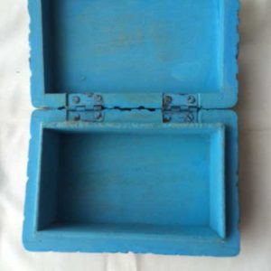 Card Deck Wooden Box – Blue Painted with a OM Symbol