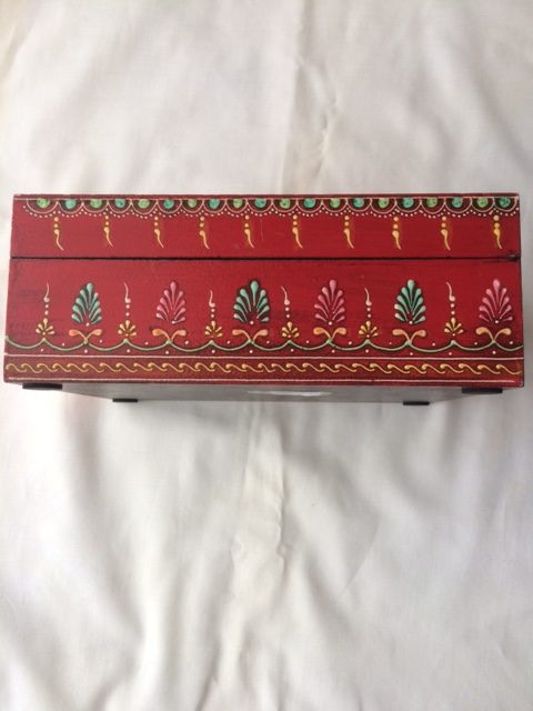 Tarot & Oracle Card Deck Box - Red Embossed Decorative with Lid - Image 2