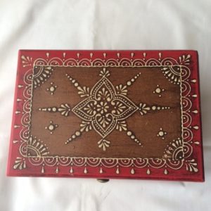 Tarot, Oracle Card Deck Box – Red Orange & Brown Embossed Decorative Box