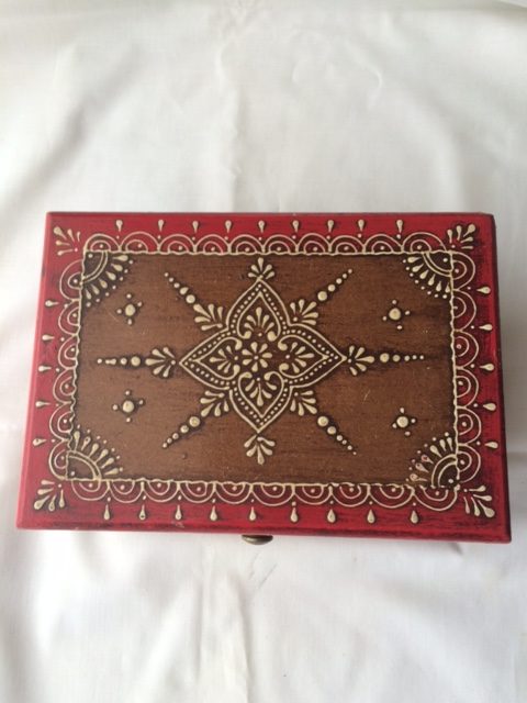 Tarot, Oracle Card Deck Box - Red Orange & Brown Embossed Decorative Box