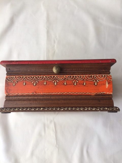 Tarot, Oracle Card Deck Box - Red Orange & Brown Embossed Decorative Box - Image 2