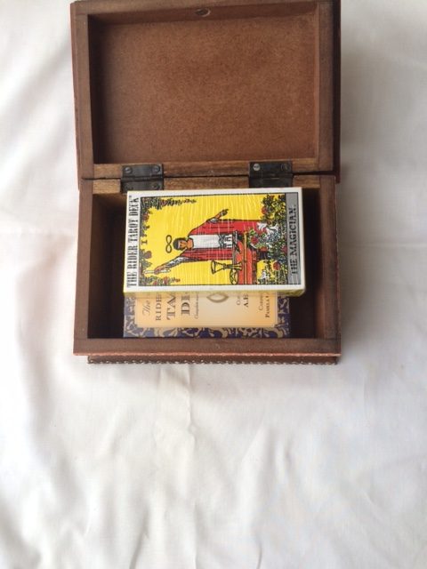 Tarot, Oracle Card Deck Box - Red Orange & Brown Embossed Decorative Box - Image 4